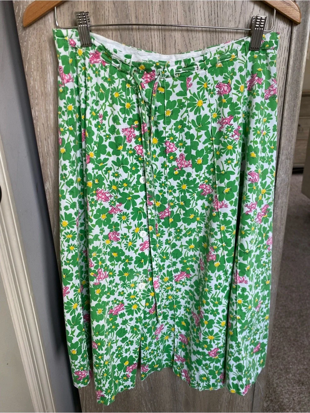 Vintage Green Floral Adjustable Skirt - S